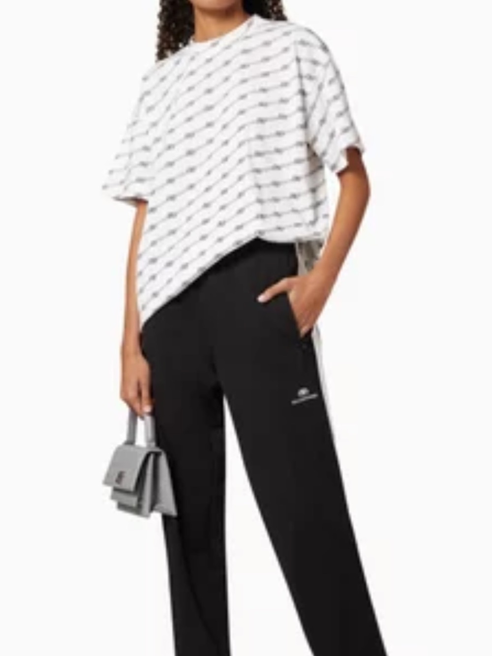 Balenciaga White Tee with Black Interlocking BB Pattern - Picture 2 of 12